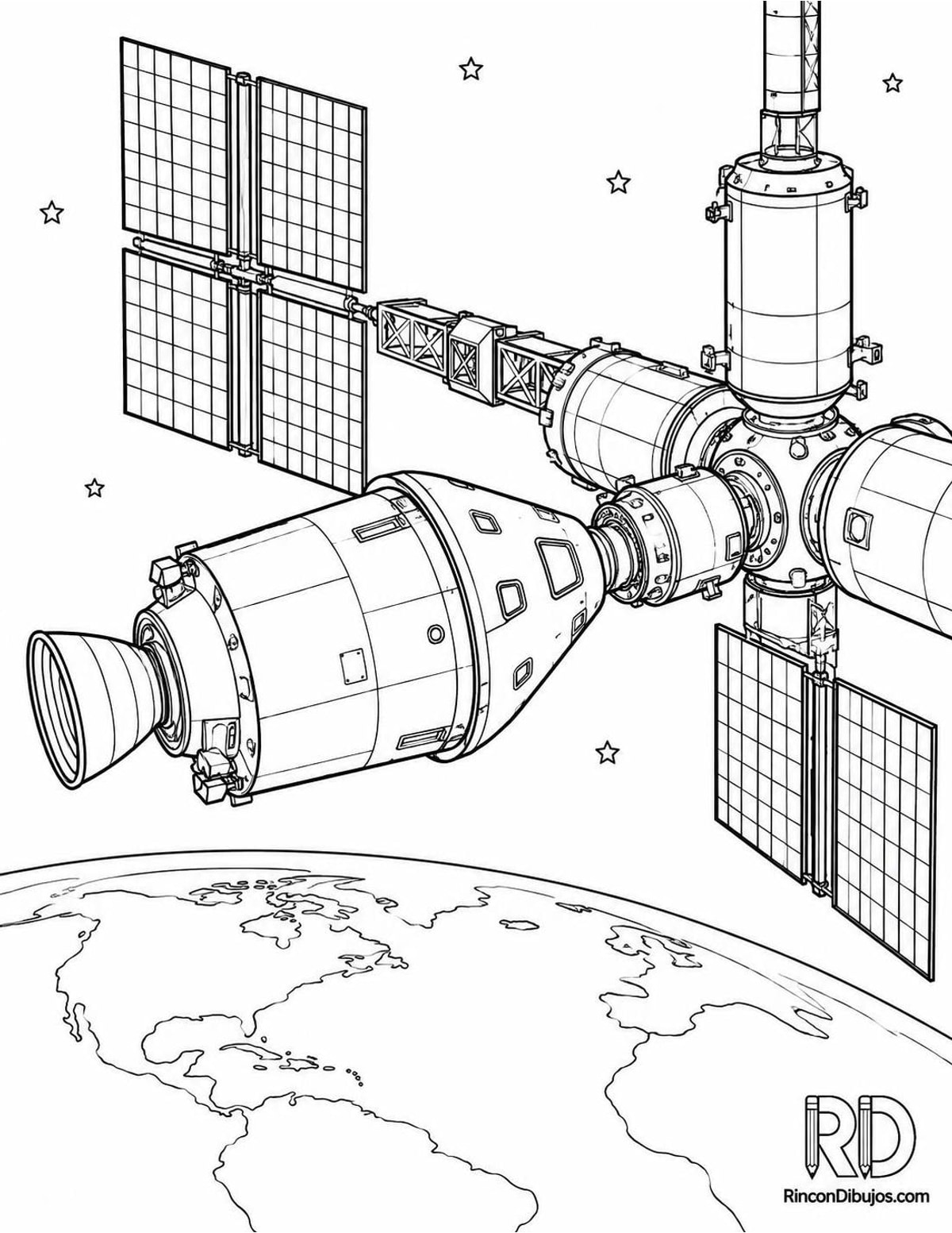 Dibujo de nave espacial acoplada para colorear Dibujo de nave espacial acoplada para colorear