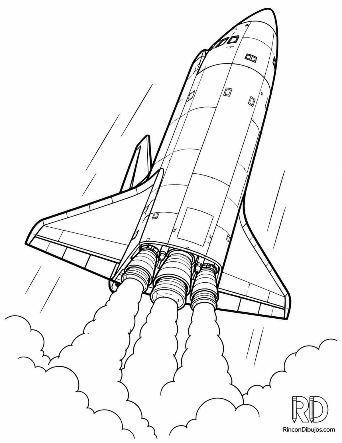 Dibujo de nave espacial ascendiendo para colorear Dibujo de nave espacial ascendiendo para colorear