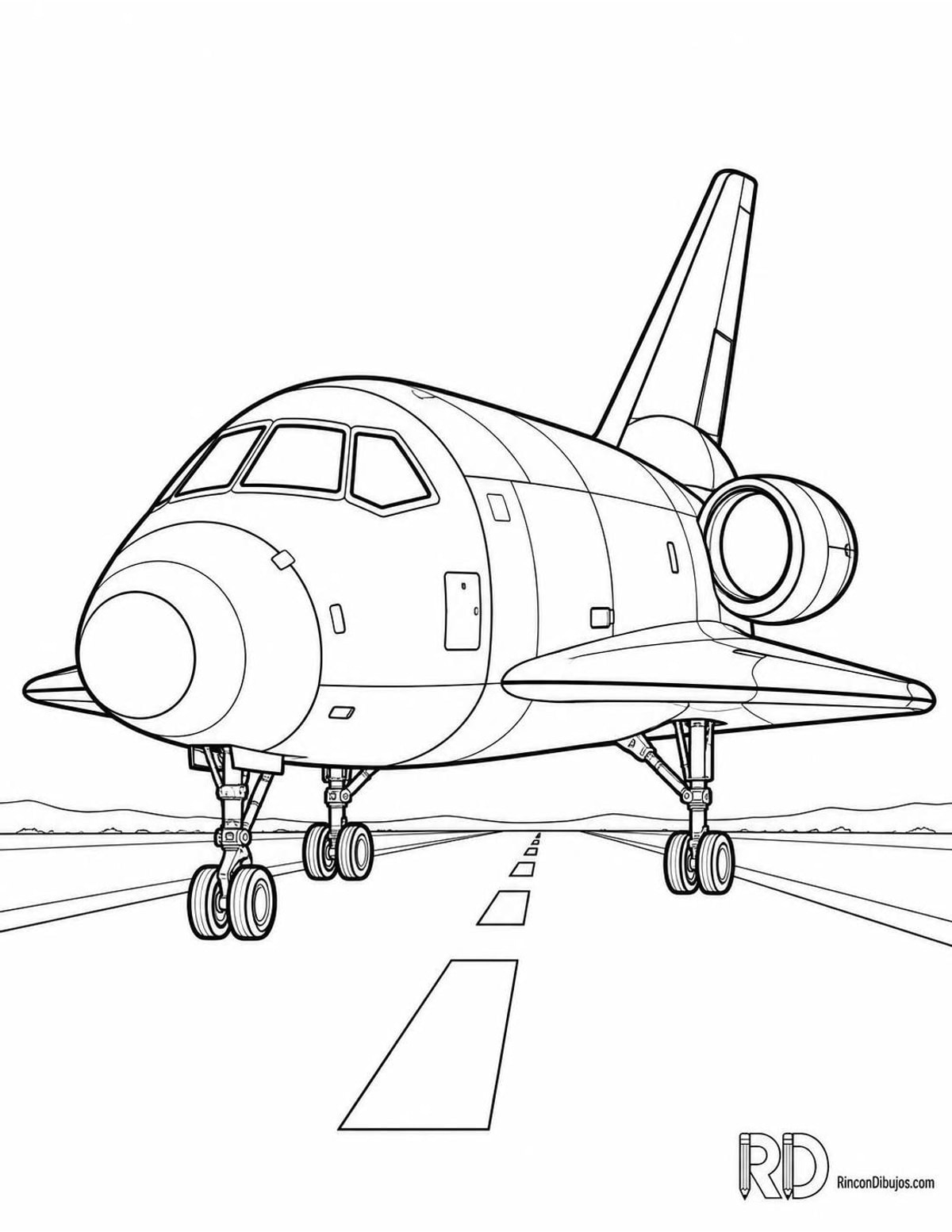 Dibujo de nave espacial aterrizando en pista para colorear Dibujo de nave espacial aterrizando en pista para colorear