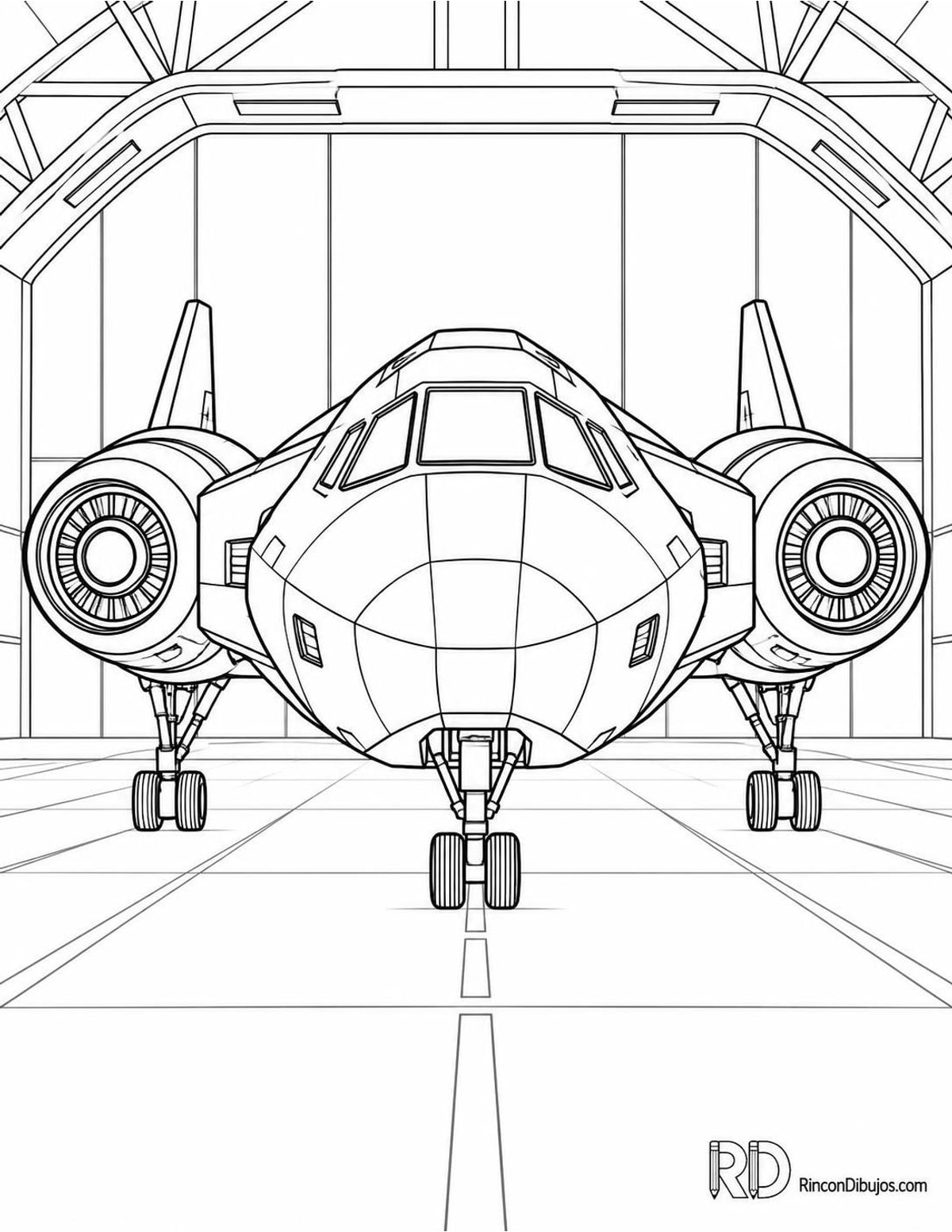 Dibujo de nave espacial en hangar para colorear Dibujo de nave espacial en hangar para colorear