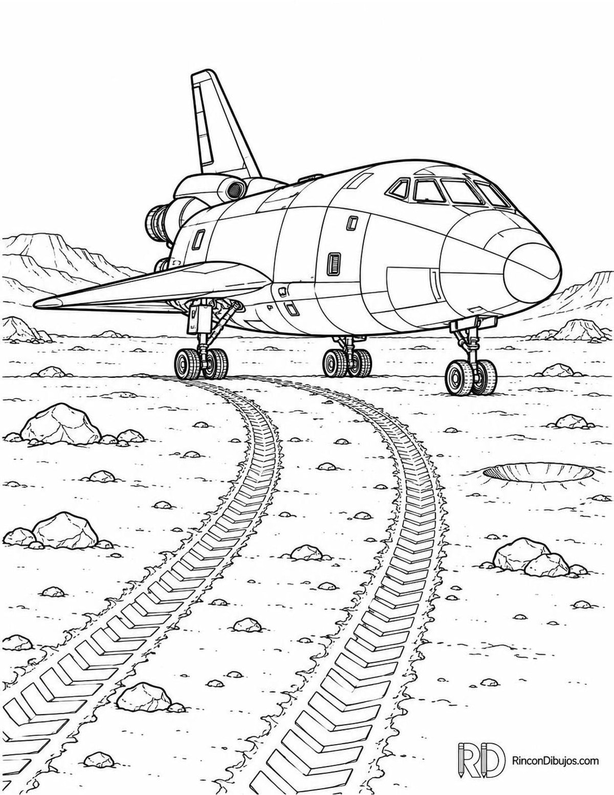 Dibujo de nave espacial en Marte para colorear Dibujo de nave espacial en Marte para colorear