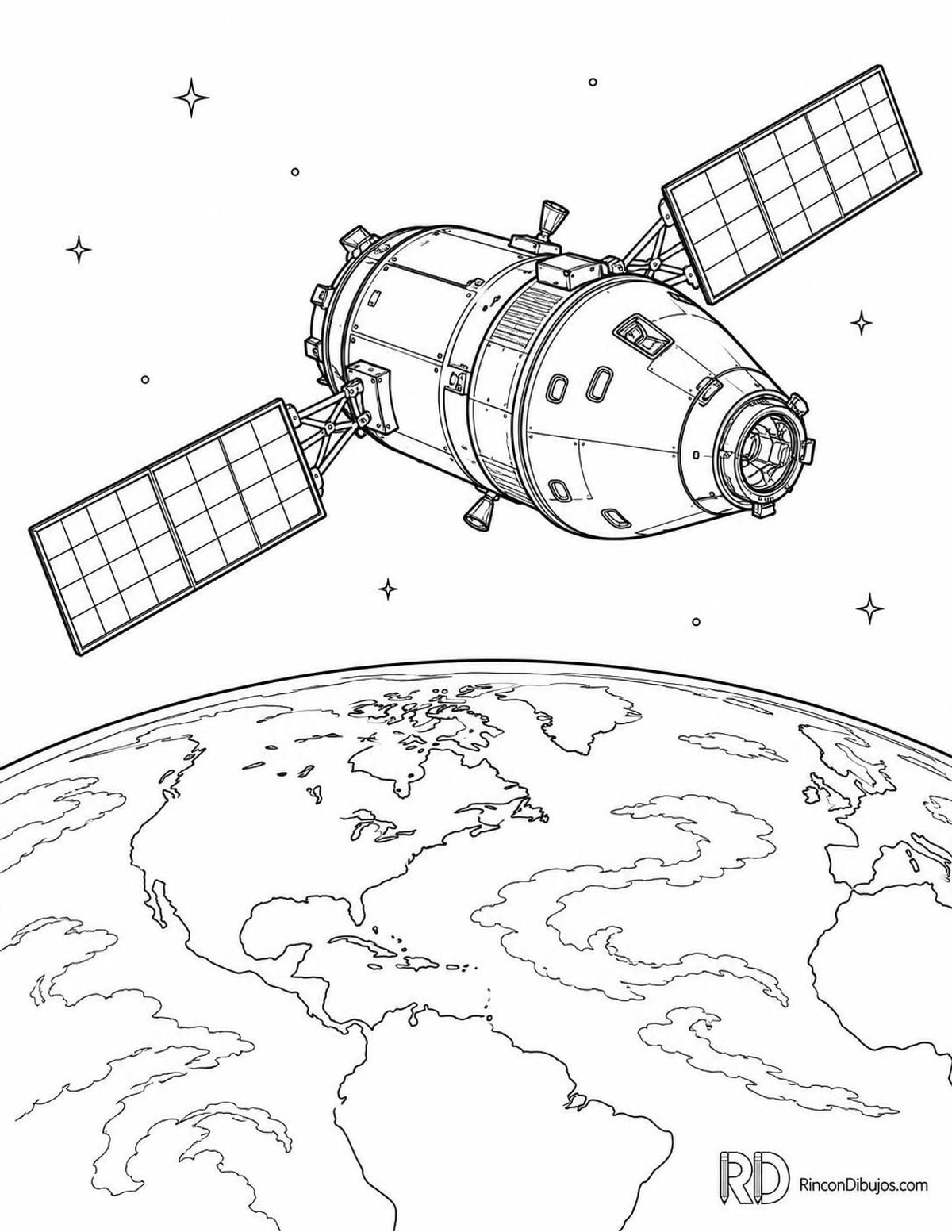 Dibujo de nave espacial en órbita para colorear Dibujo de nave espacial en órbita para colorear