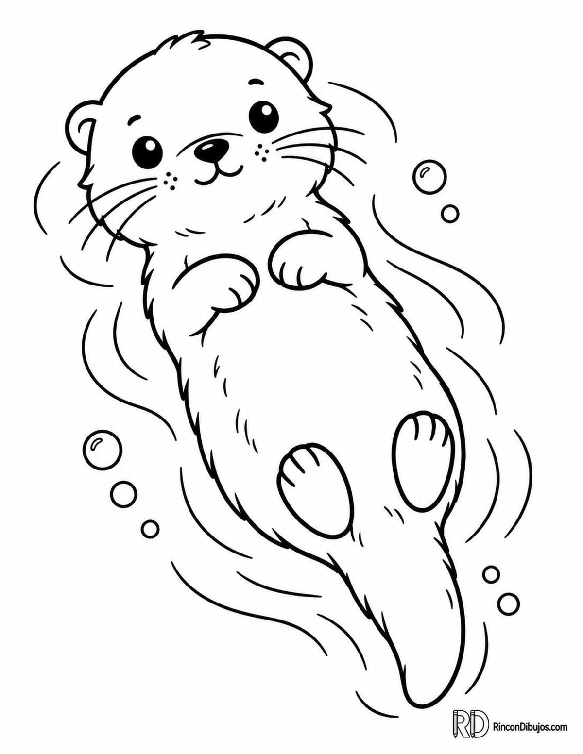 Dibujo de nutria kawaii para colorear Dibujo de nutria kawaii para colorear
