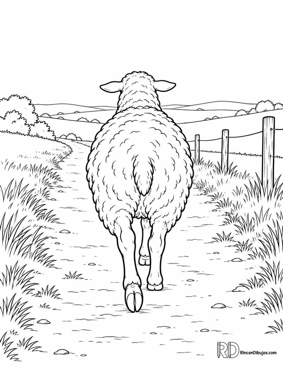 Dibujo de oveja caminando para colorear Dibujo de oveja caminando para colorear