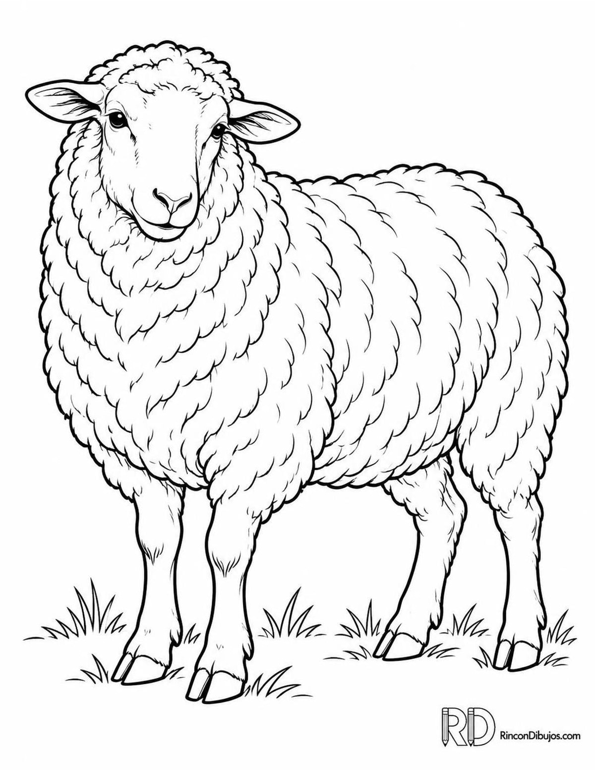 Dibujo de oveja lanuda para colorear Dibujo de oveja lanuda para colorear