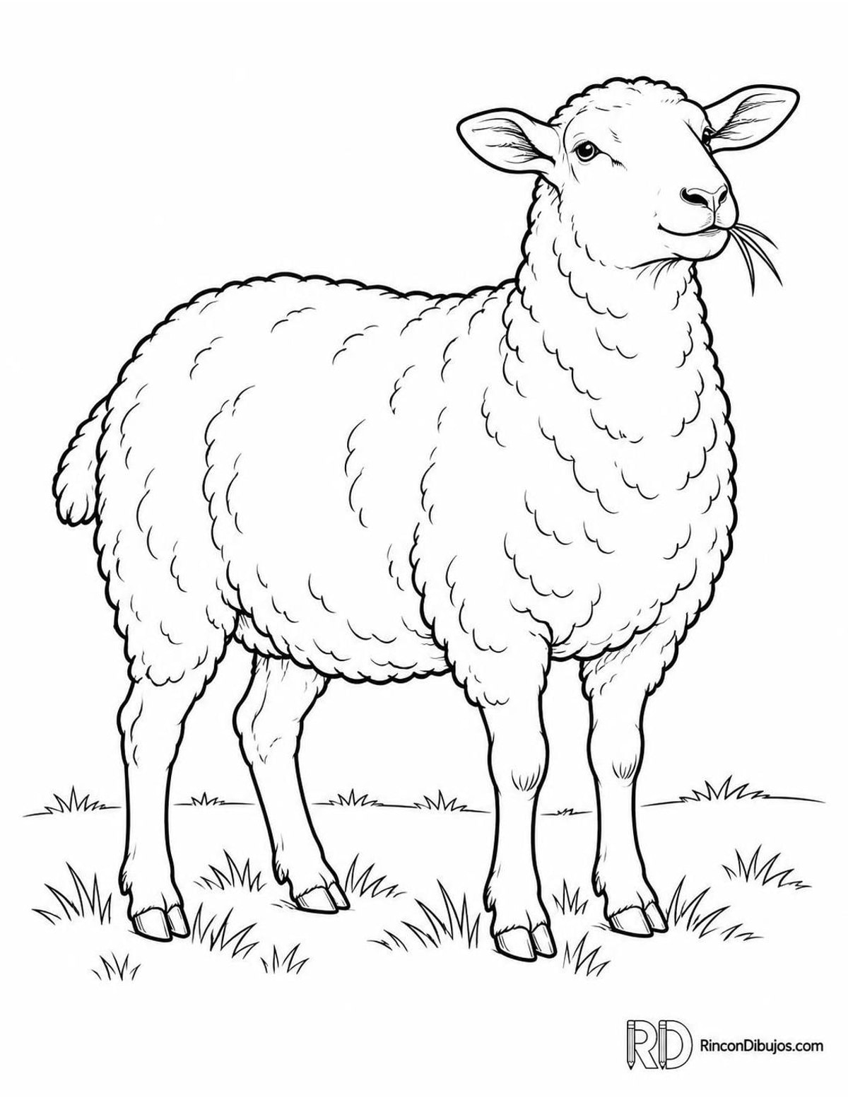 Dibujo de oveja pastando para colorear Dibujo de oveja pastando para colorear