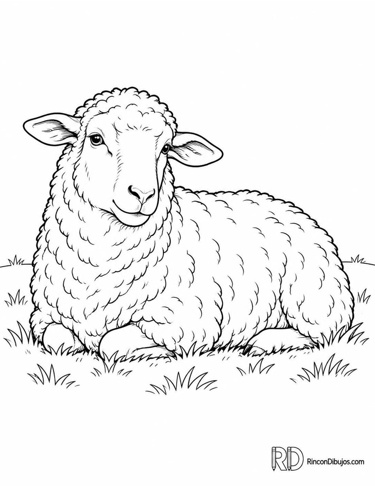 Dibujo de oveja tumbada para colorear Dibujo de oveja tumbada para colorear