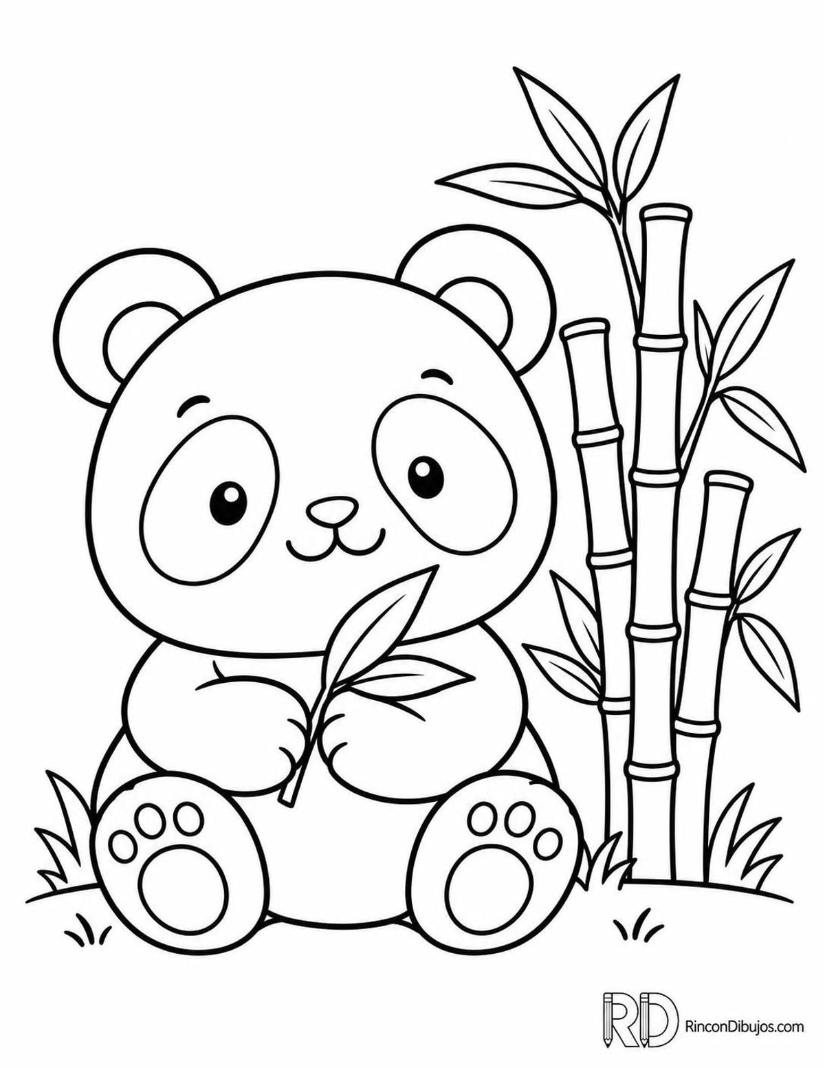 Dibujo de panda kawaii para colorear Dibujo de panda kawaii para colorear