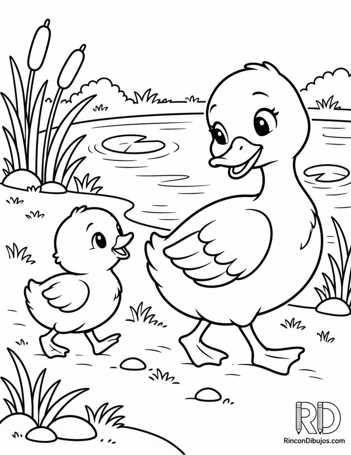 Dibujo de patito kawaii para colorear Dibujo de patito kawaii para colorear