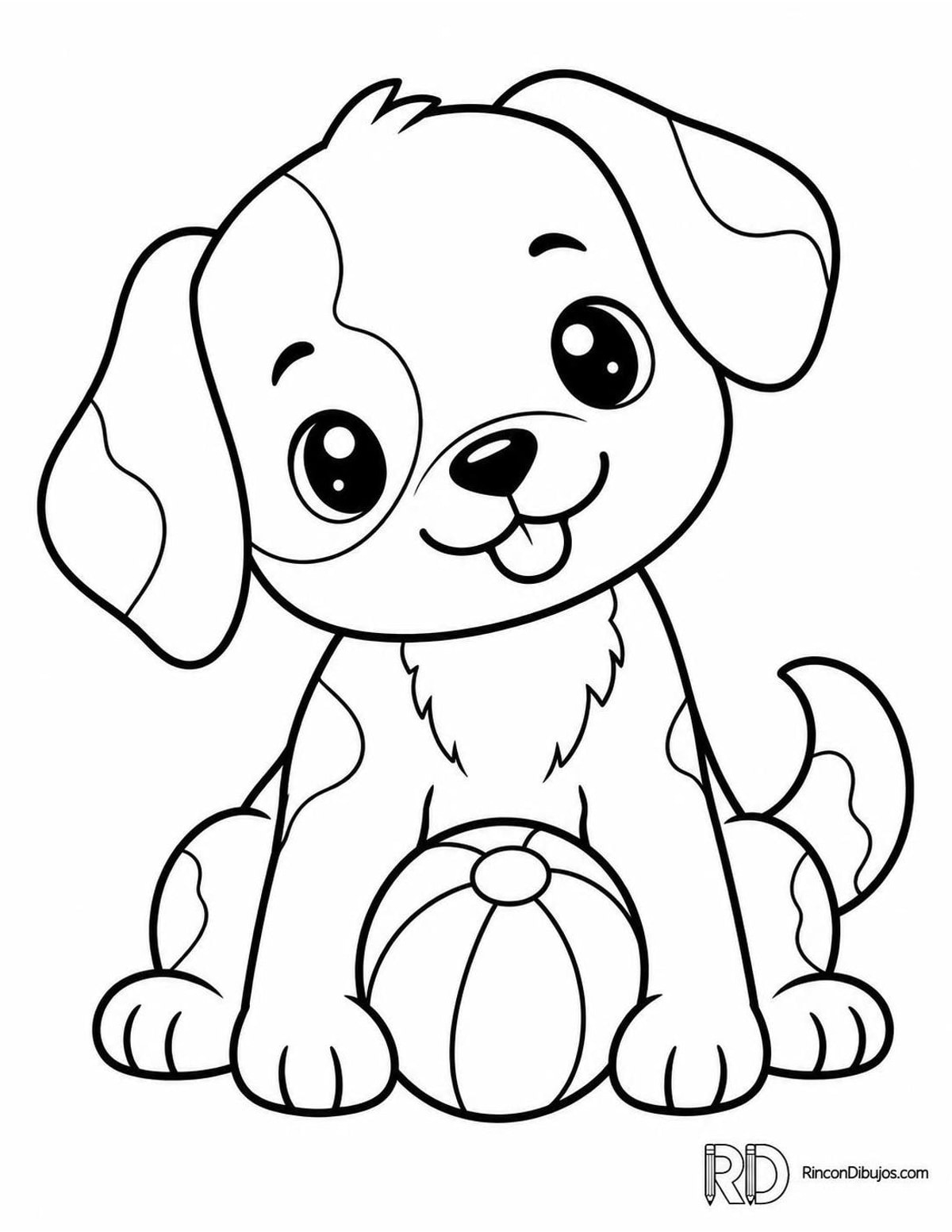 Dibujo de perrito kawaii para colorear Dibujo de perrito kawaii para colorear