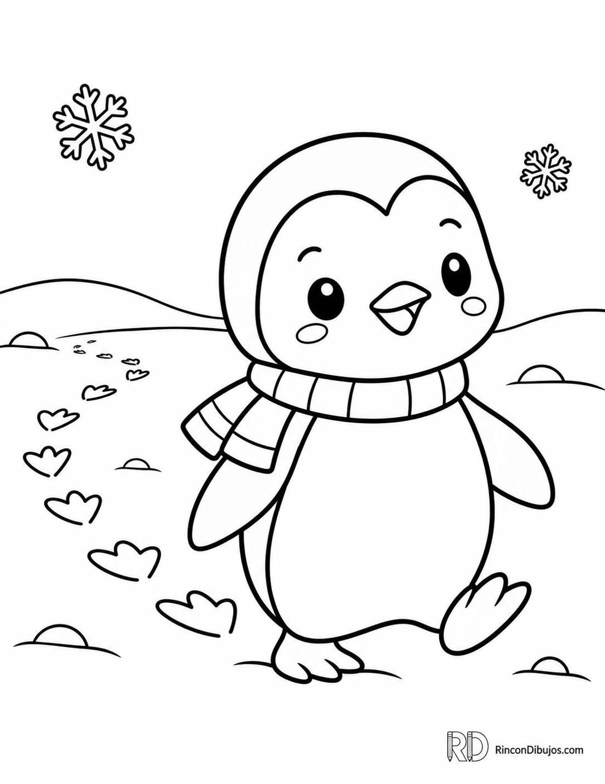 Dibujo de pingüino kawaii para colorear Dibujo de pingüino kawaii para colorear