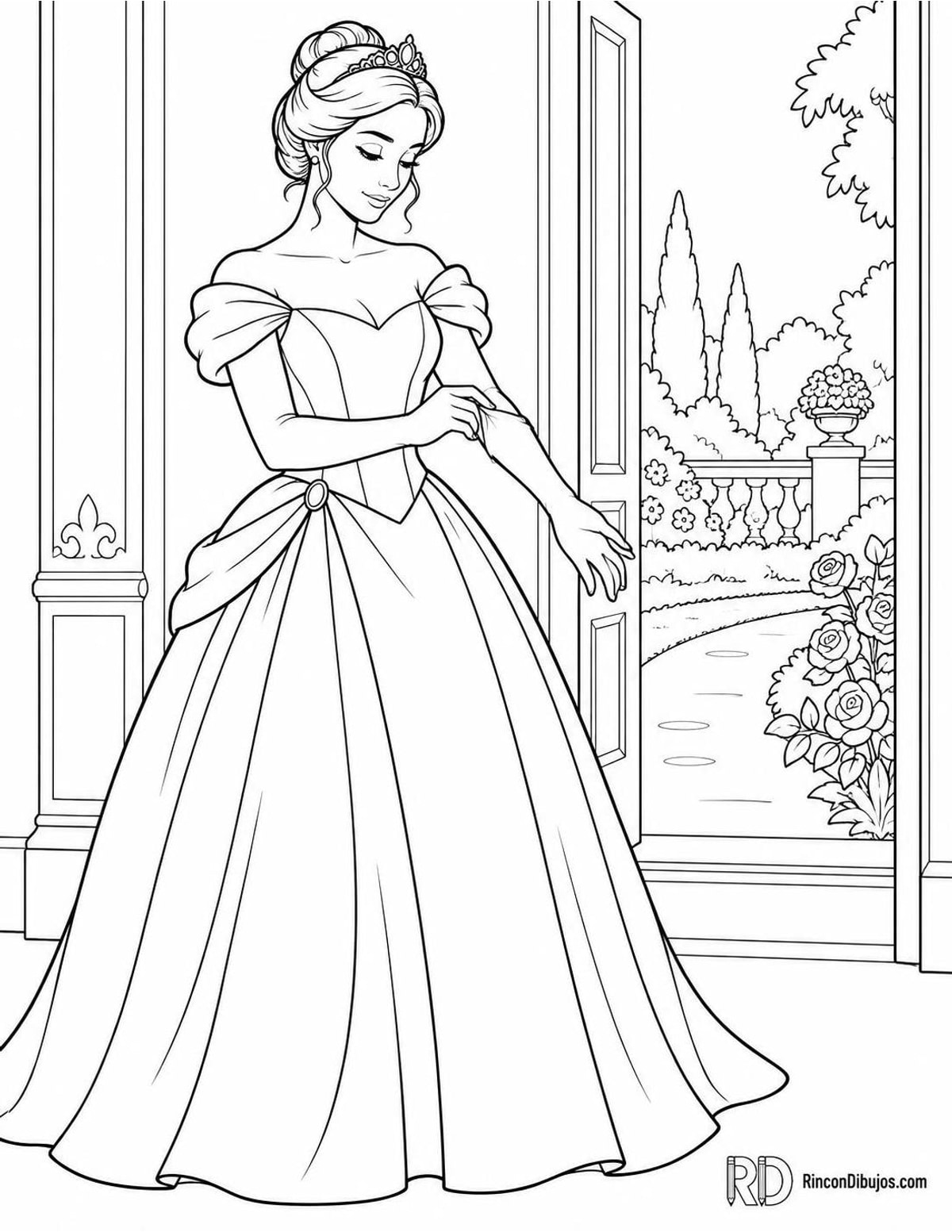 Dibujo de Princesas con guantes para colorear Dibujo de Princesas con guantes para colorear