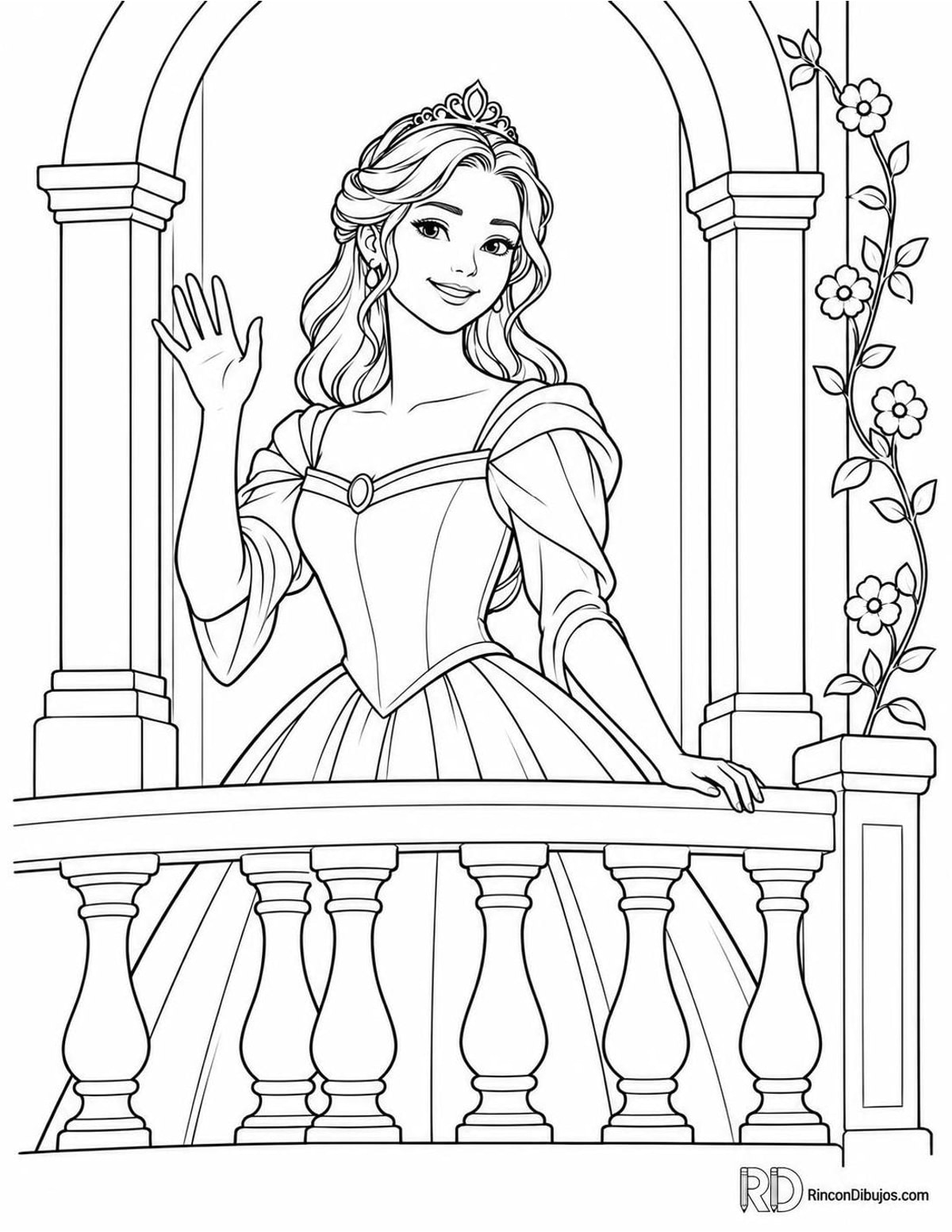 Dibujo de Princesas saludando para colorear Dibujo de Princesas saludando para colorear