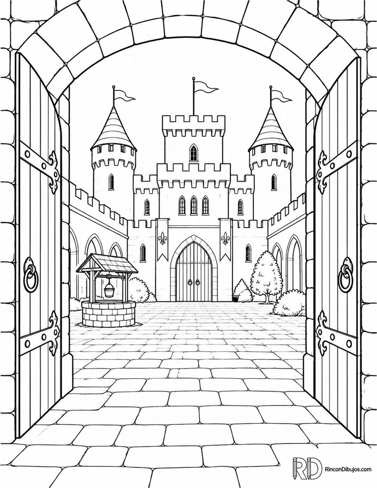 Dibujo de puerta de castillo para colorear Dibujo de puerta de castillo para colorear