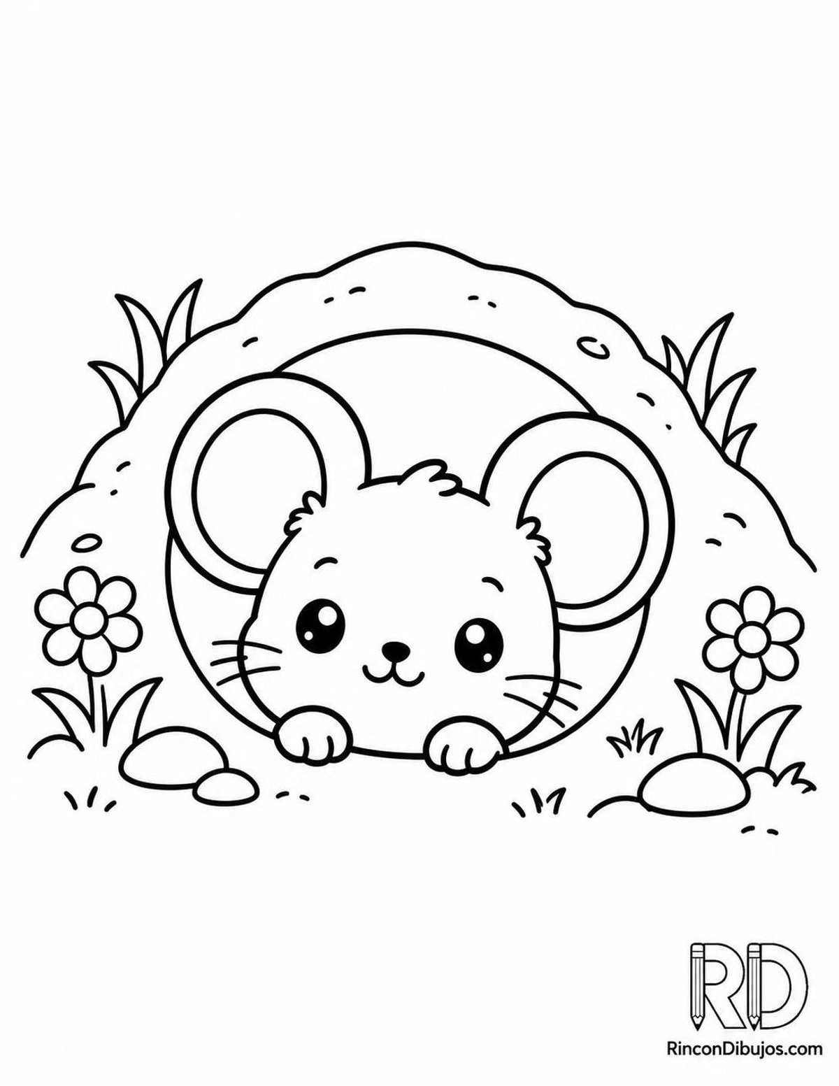 Dibujo de ratoncito kawaii para colorear Dibujo de ratoncito kawaii para colorear
