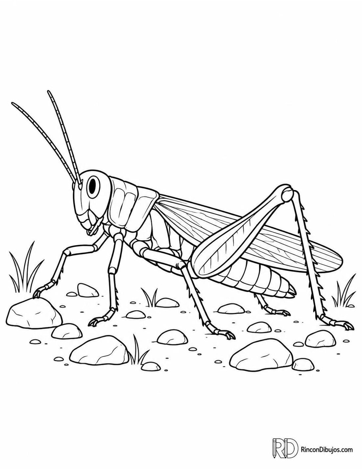 Dibujo de saltamontes caminando para colorear Dibujo de saltamontes caminando para colorear