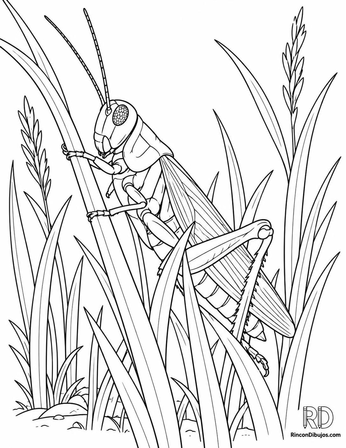 Dibujo de saltamontes escondido para colorear Dibujo de saltamontes escondido para colorear