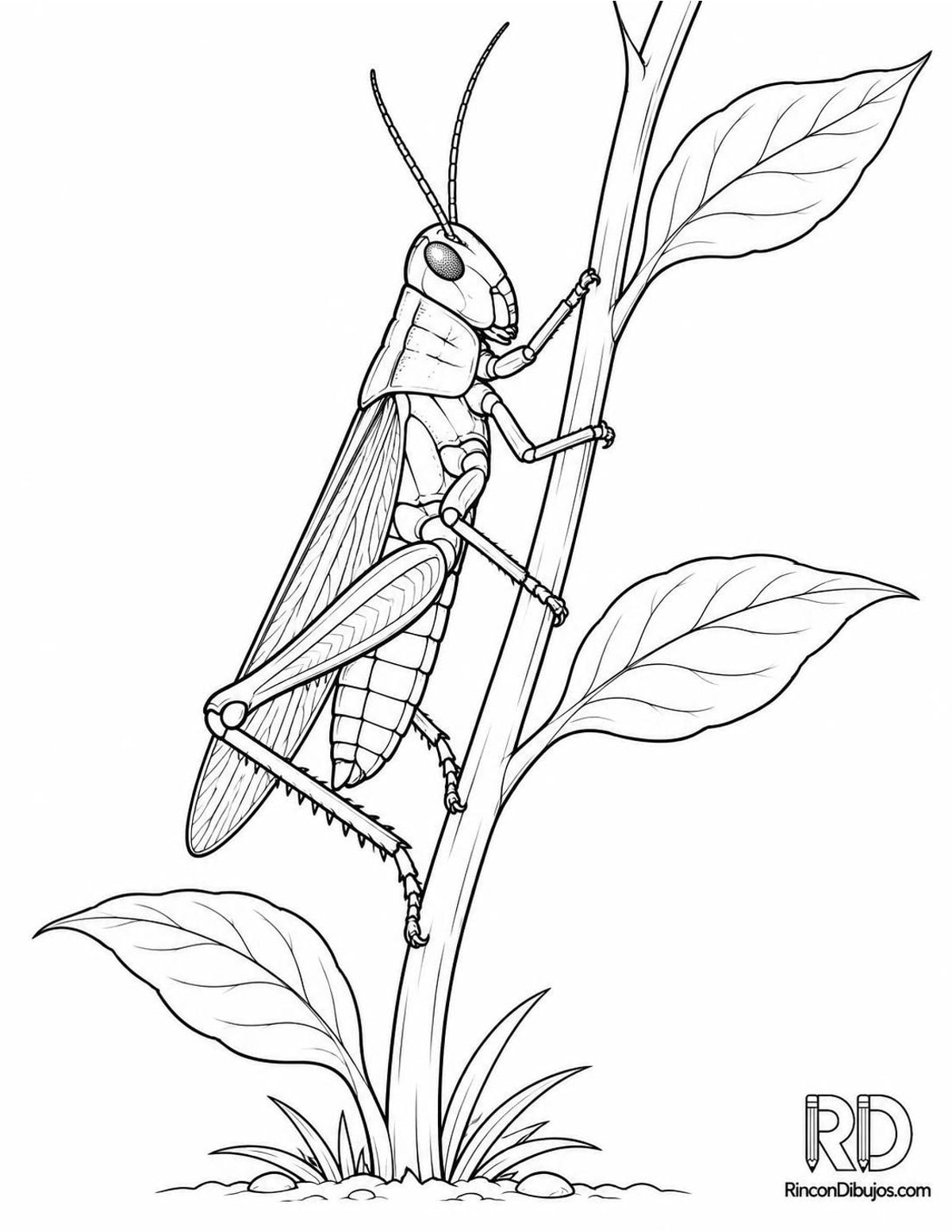 Dibujo de saltamontes trepando para colorear Dibujo de saltamontes trepando para colorear