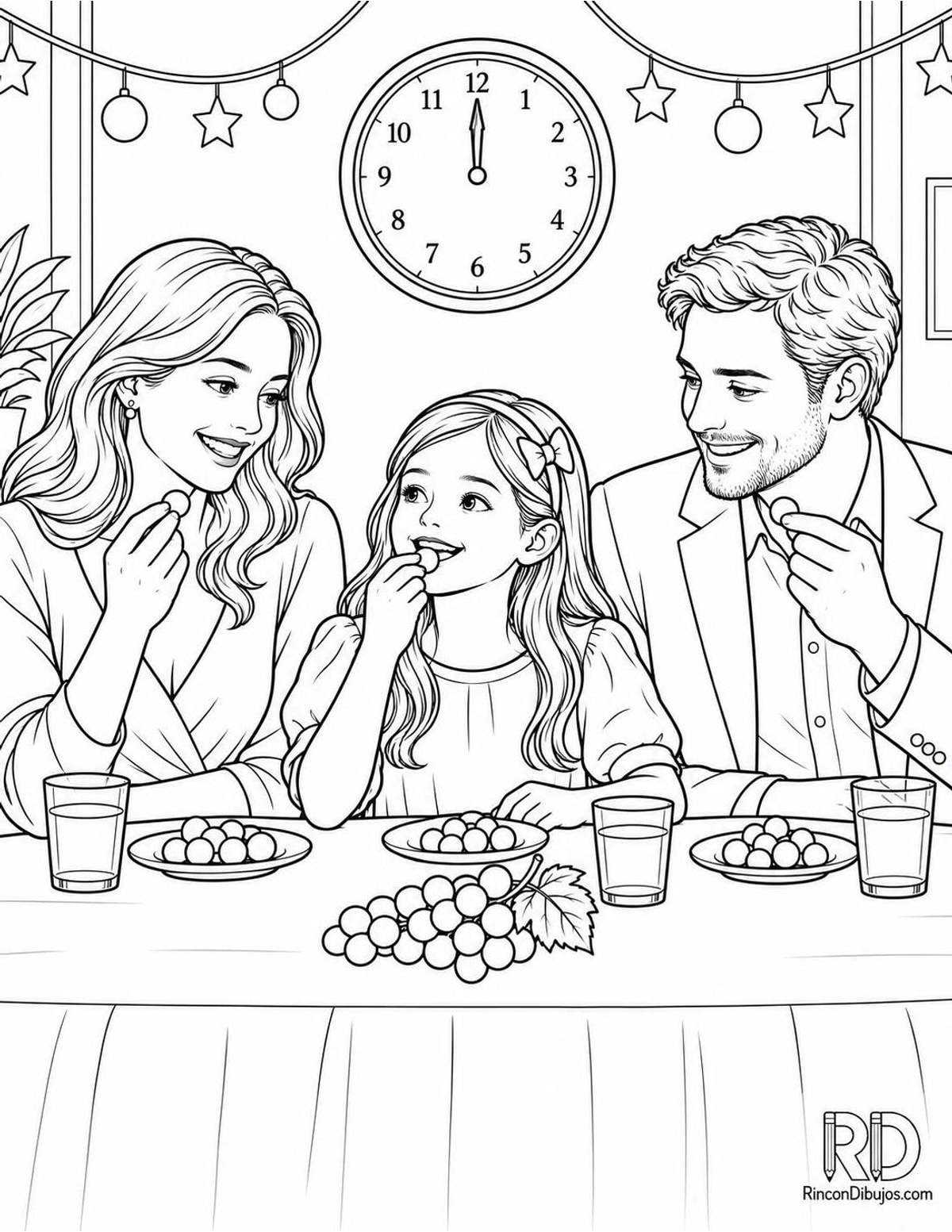 Dibujo de uvas de Fin de Año para colorear Dibujo de uvas de Fin de Año para colorear