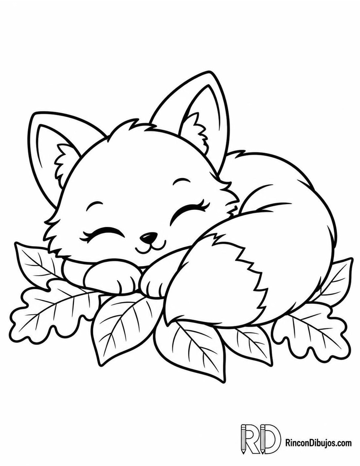 Dibujo de zorrito kawaii para colorear Dibujo de zorrito kawaii para colorear